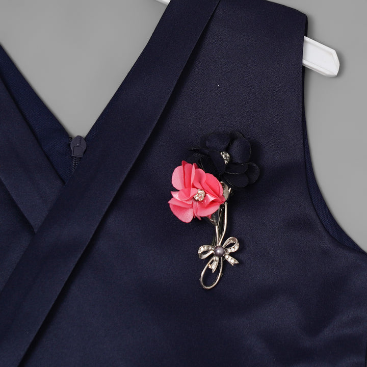 Royal Blue Party Wear Girls Midi Close Up View