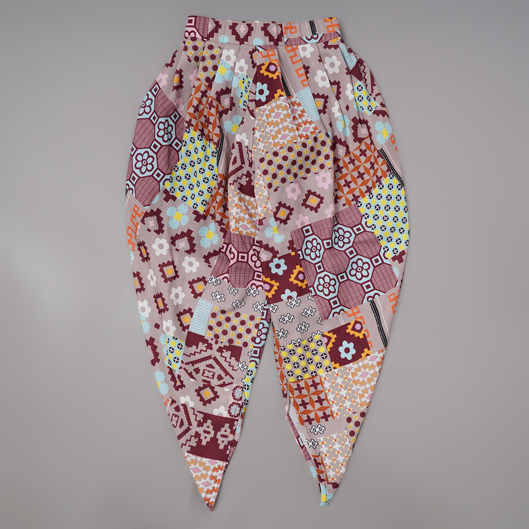 Dhoti Style Western Set For Girls GS203921Maroon