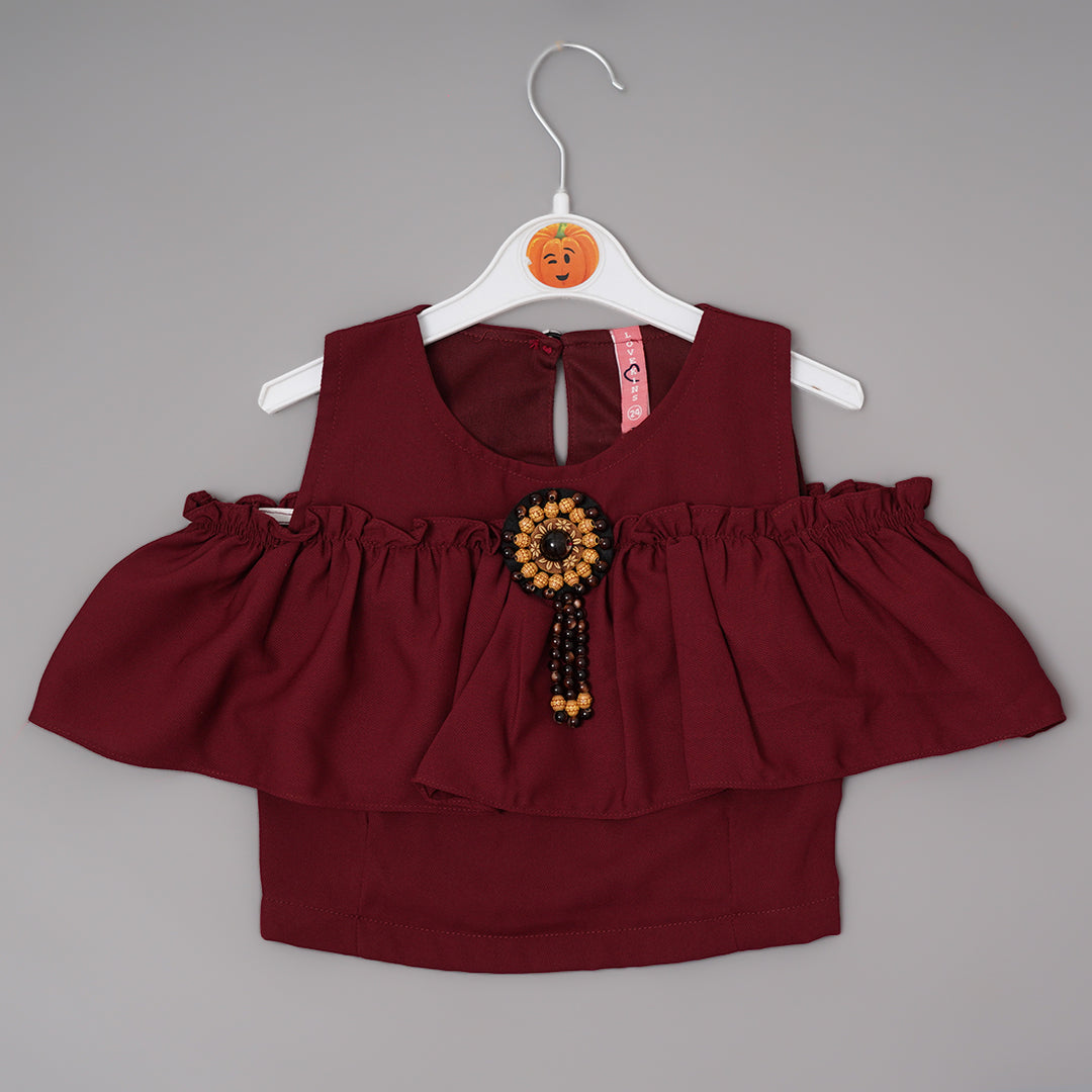 Dhoti Style Western Set For Girls GS203921Maroon