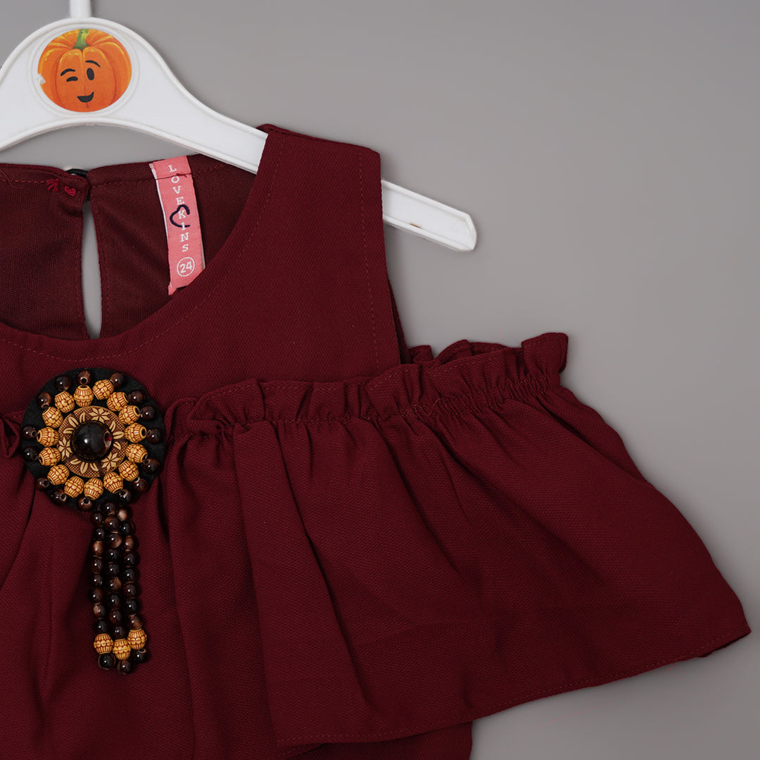 Dhoti Style Western Set For Girls GS203921Maroon