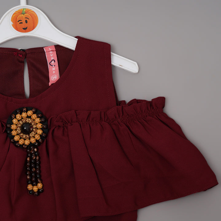Dhoti Style Western Set For Girls GS203921Maroon