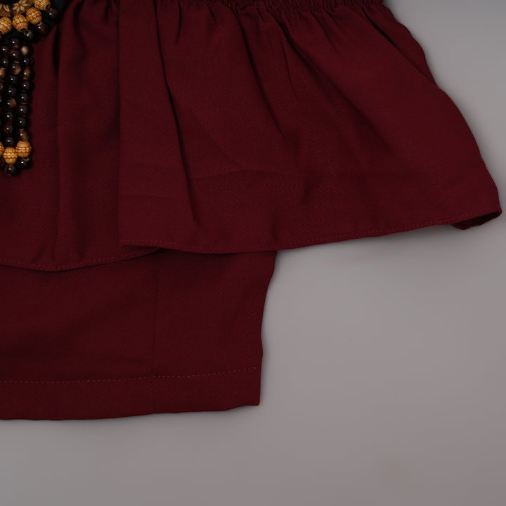 Dhoti Style Western Set For Girls GS203921Maroon
