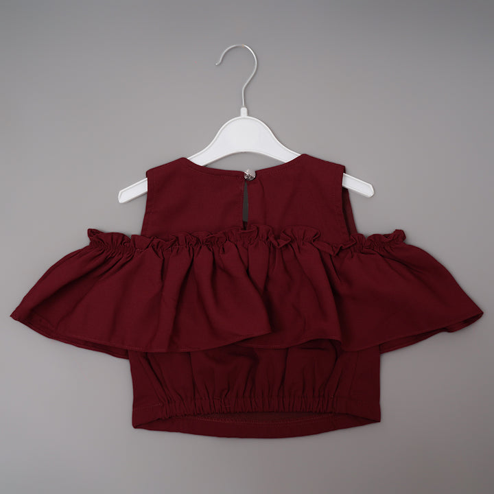Dhoti Style Western Set For Girls GS203921Maroon