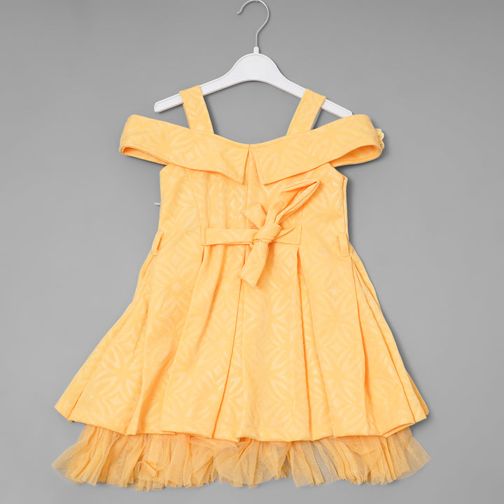Yellow Off Shoulder Girls Midi Back View