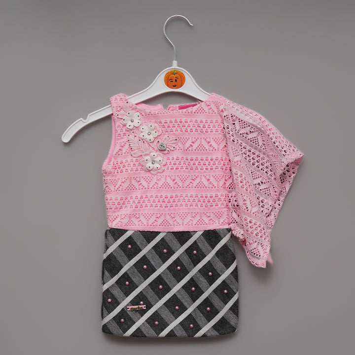 Net With Checks Orient Girls Midi Front View