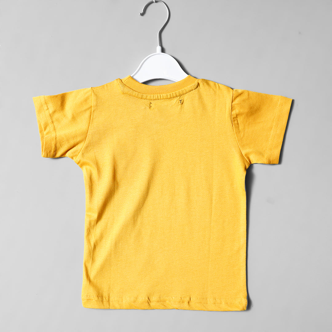 Mustard Calligraphy Stylish T-Shirt for Boys Back View