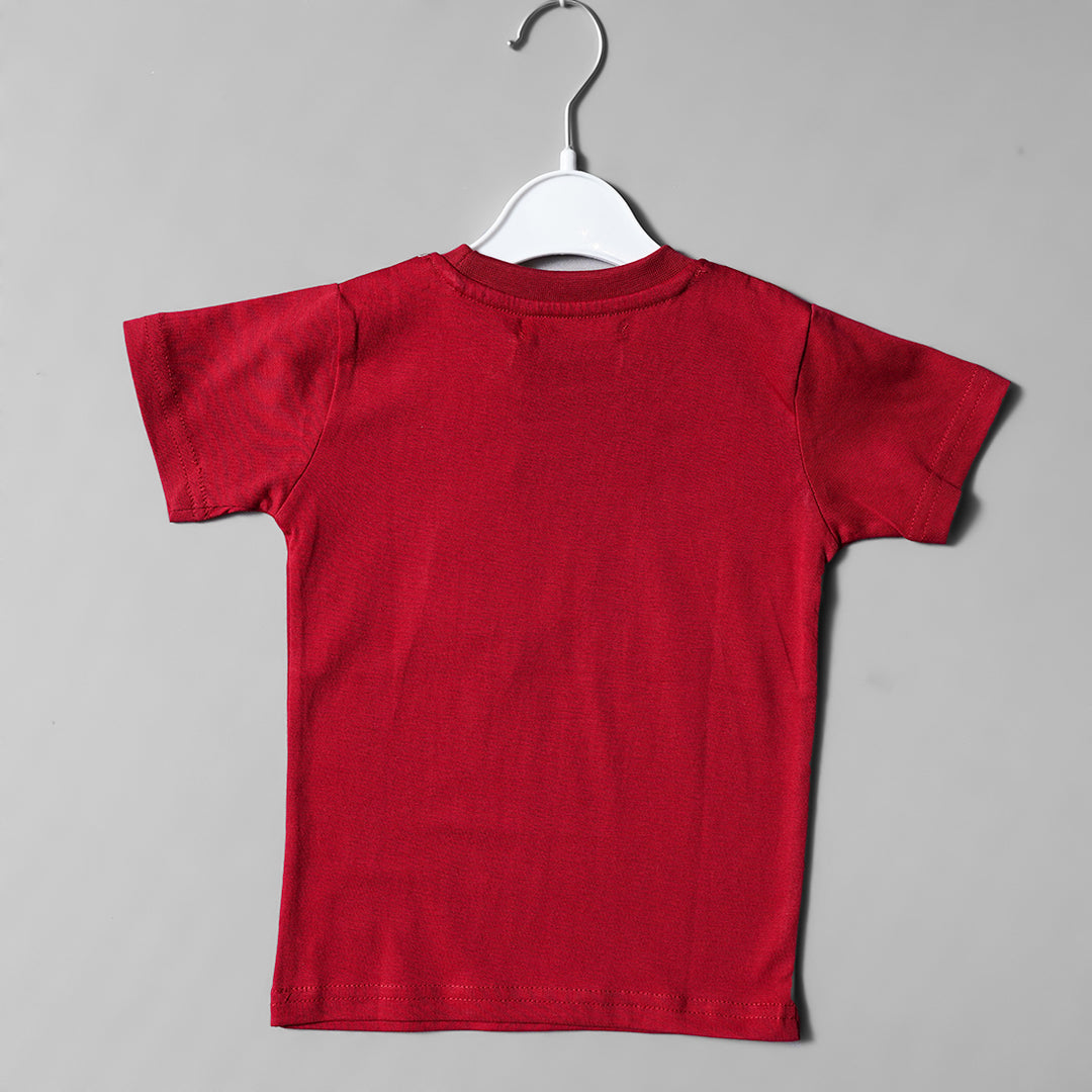 Maroon Round Neck T-Shirts for Boys Back View