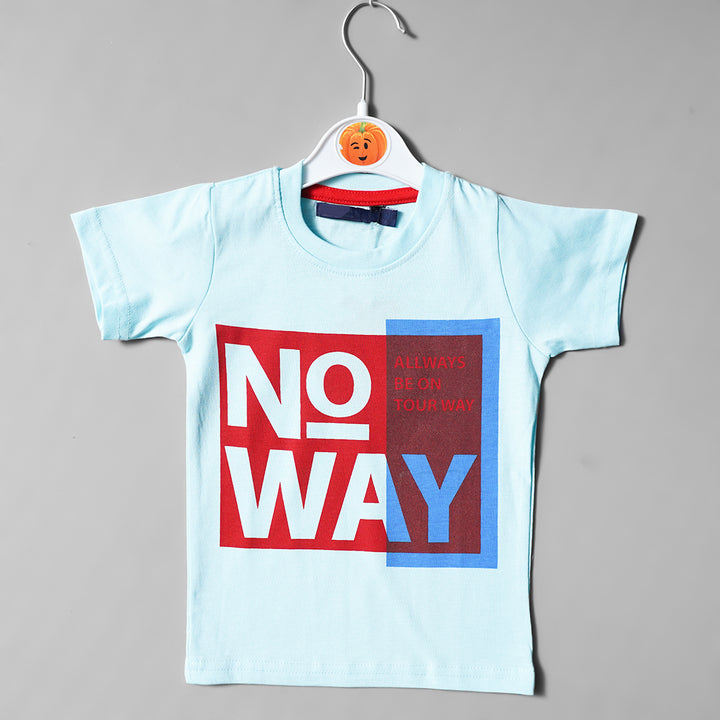 Sky Blue Printed T-Shirts for Boys Front View