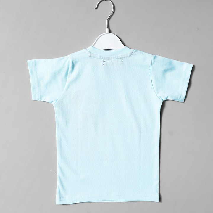 Sky Blue Printed T-Shirts for Boys Back View