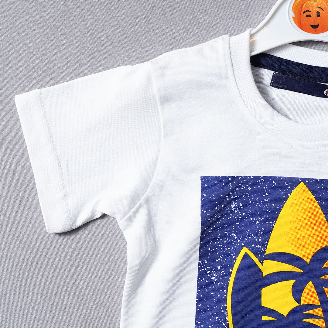 White Graphic T-Shirts for Boys Close Up View