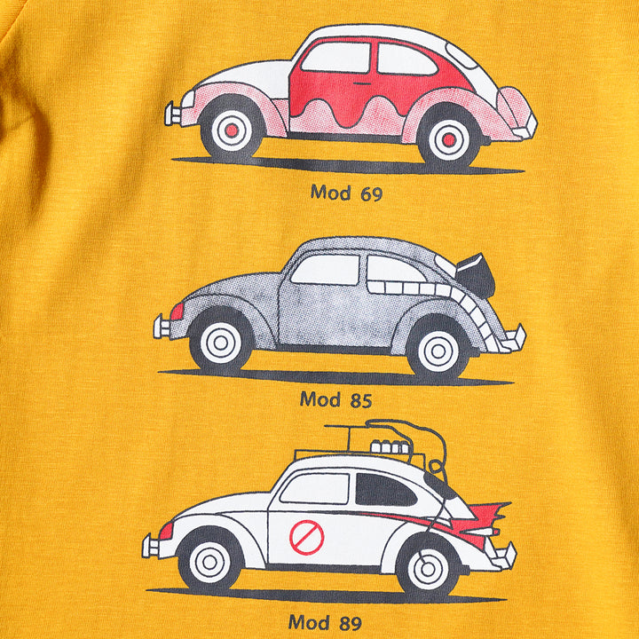 Mustard Graphic Printed T-Shirts for Boys Close Up View