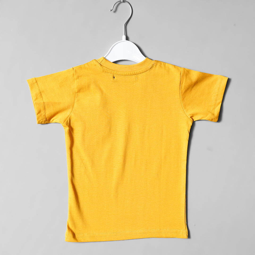 Mustard Graphic Printed T-Shirts for Boys Back View