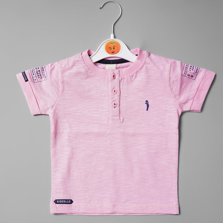 Solid Pink Plain T- Shirt for Boys Variant Front View
