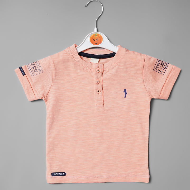 Solid Pink Plain T- Shirt for Boys Variant Front View