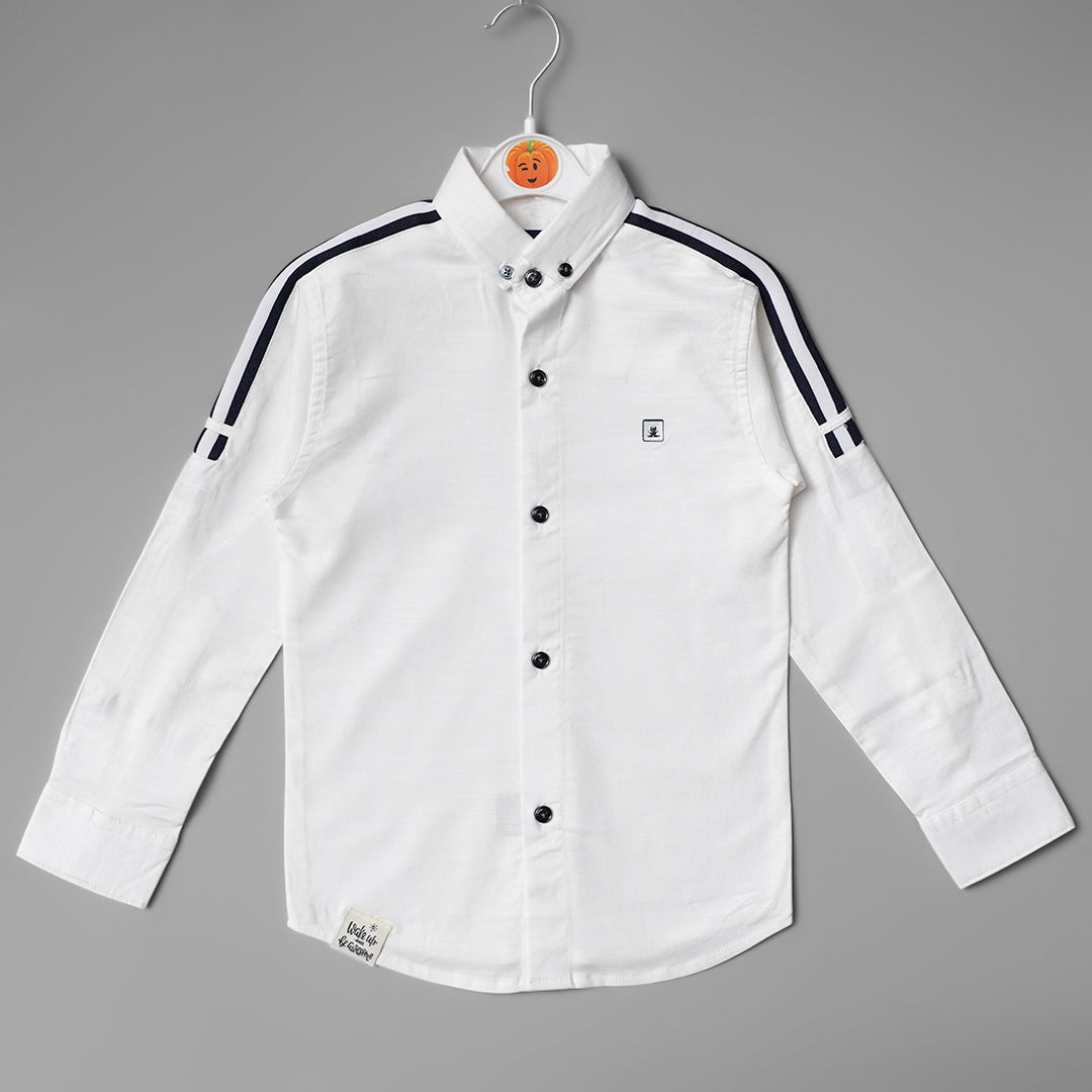 Solid White Casual Wear Shirts for Boys Variant Front View