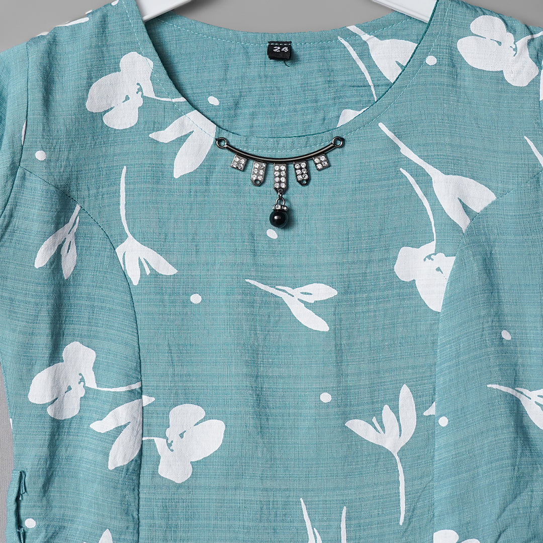 Solid Girls Midi For Spring Season Front View