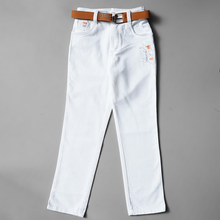 Todz Jns Logo Print Jeans For Boy BL06424White