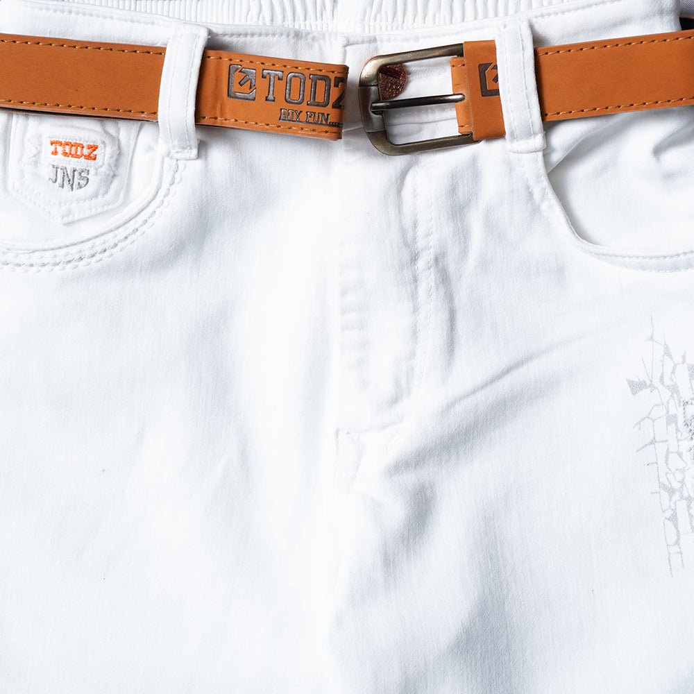 Todz Jns Logo Print Jeans For Boy BL06424White