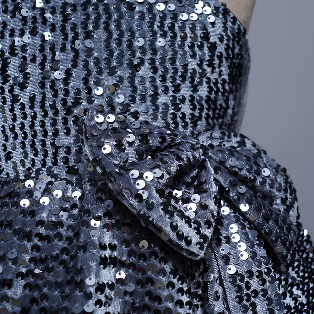 One-Shoulder Party Wear Frock for Girls Close Up View