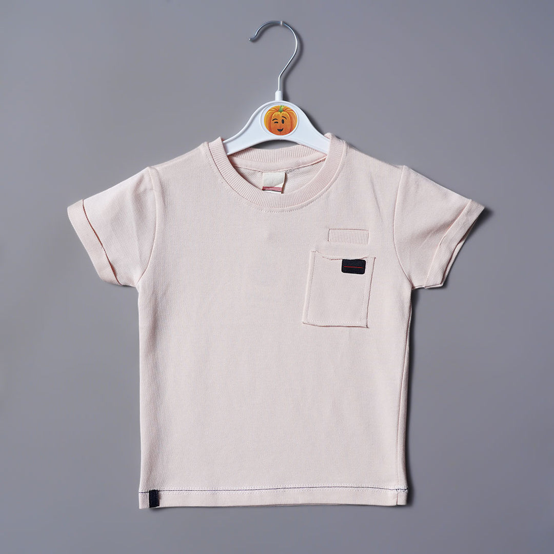 Solid Casual Half Sleeves T-shirt for Boys Front View