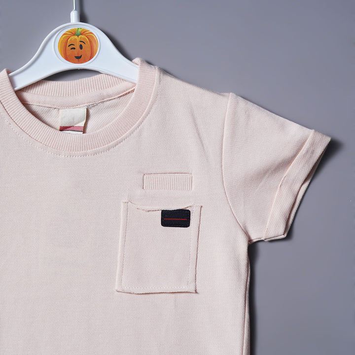 Solid Casual Half Sleeves T-shirt for Boys Up View