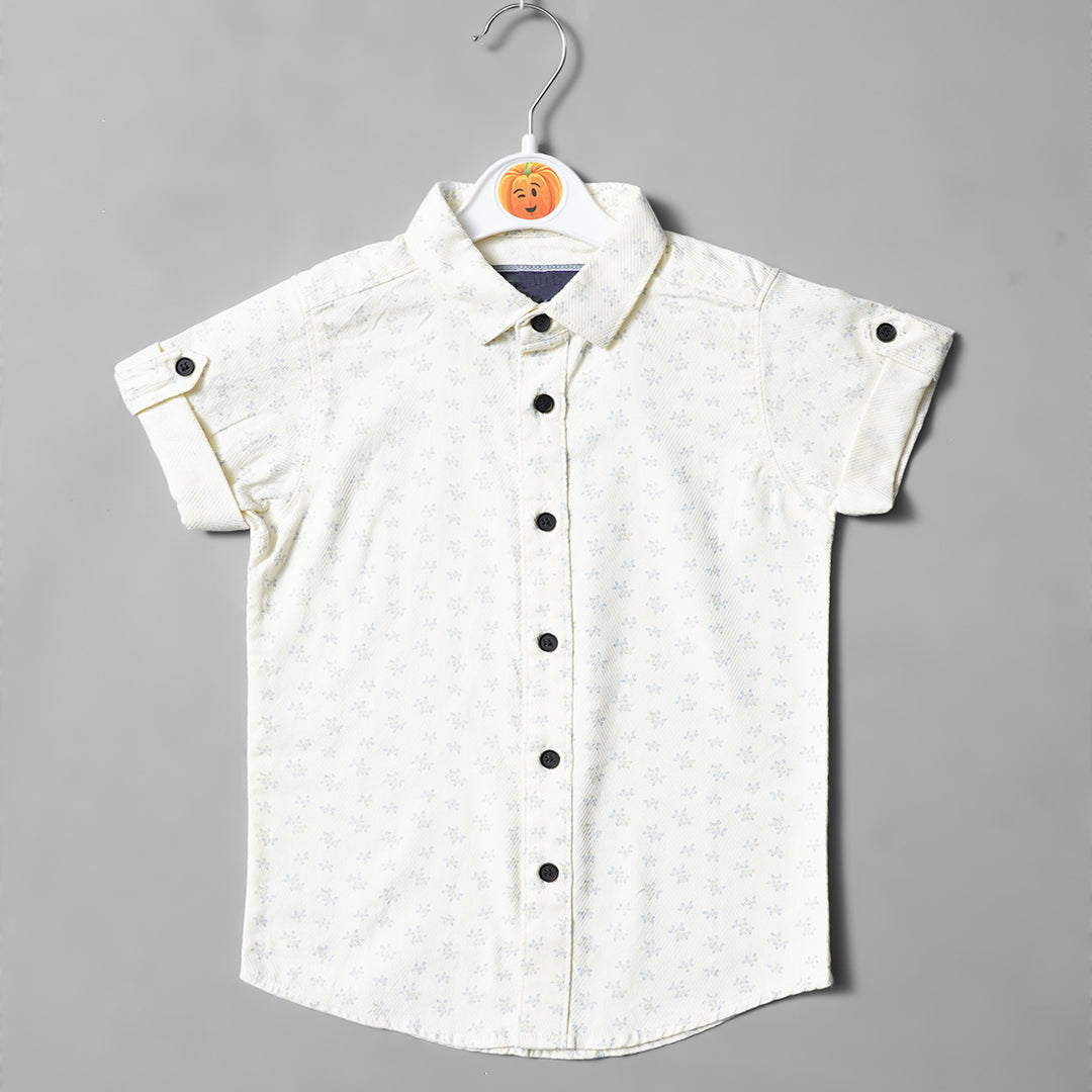 Solid Self Print Casual Wear Shirts for Boys Front View