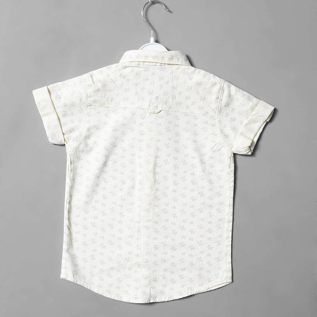 Solid Self Print Casual Wear Shirts for Boys Back View