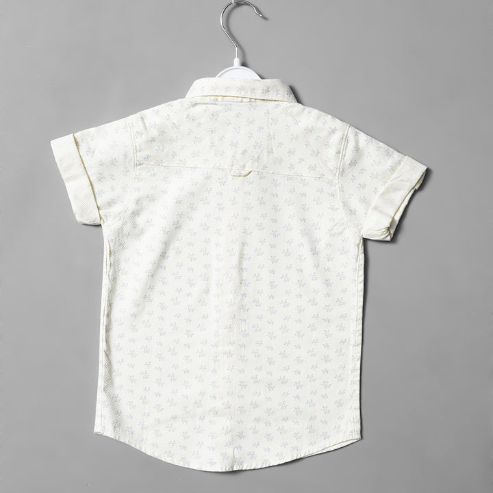 Solid Self Print Casual Wear Shirts for Boys Back View