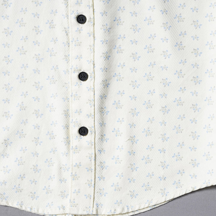 Solid Self Print Casual Wear Shirts for Boys Bottom Close Up View