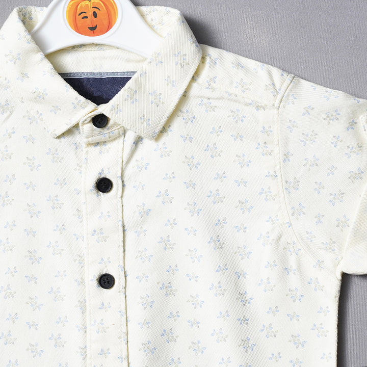 Solid Self Print Casual Wear Shirts for Boys Close Up View