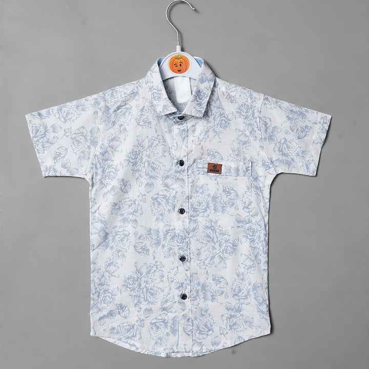 White Printed Cool Shirt for Boys Front View