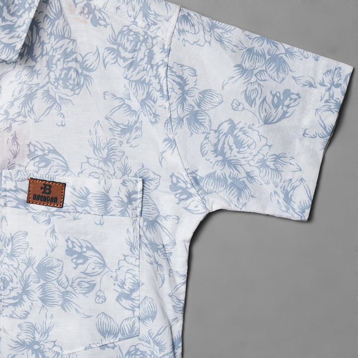 White Printed Cool Shirt for Boys Close Up View