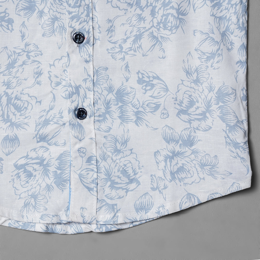 White Printed Cool Shirt for Boys Close Up View