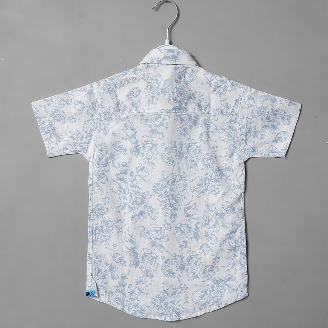 White Printed Cool Shirt for Boys Back View