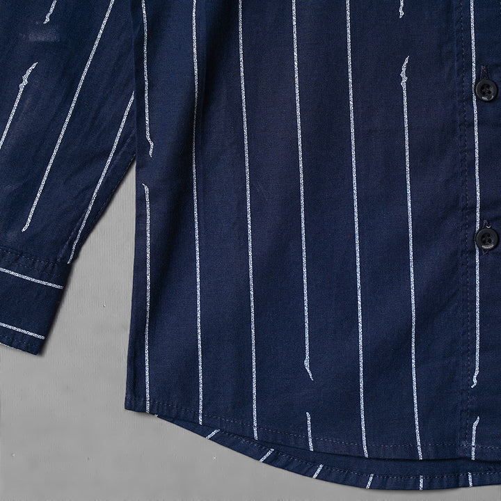 Navy Blue Lining Shirt for Boys Close Up View