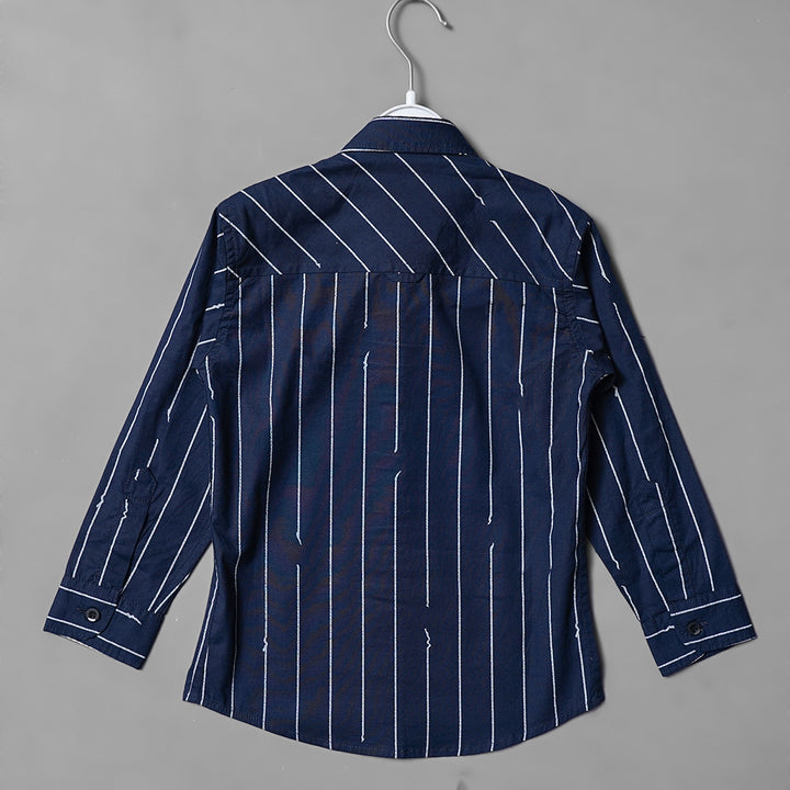 Navy Blue Lining Shirt for Boys Back View