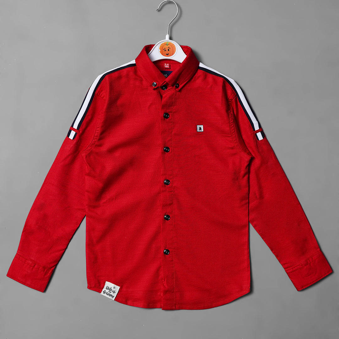Solid Red Casual Wear Shirts for Boys Variant Front View
