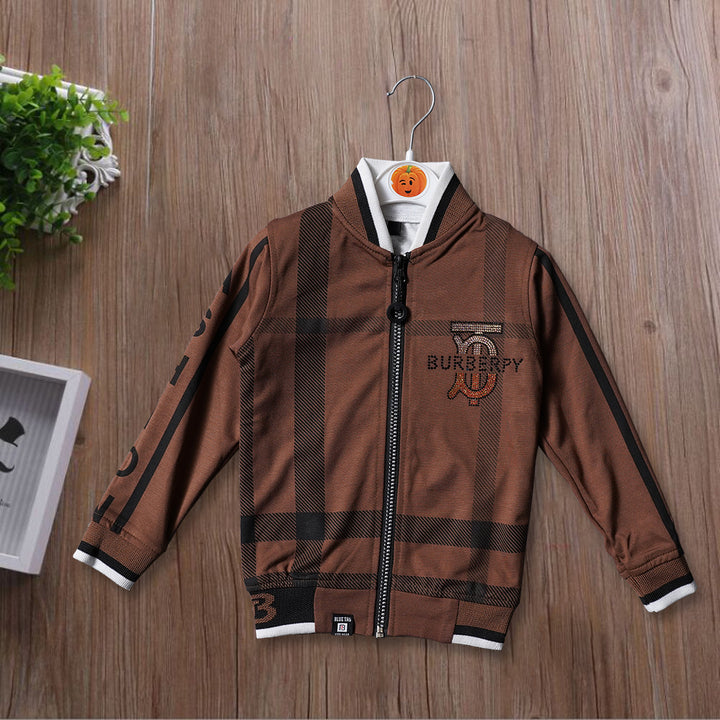 Solid Front Zipper T-shirts for Boys Front