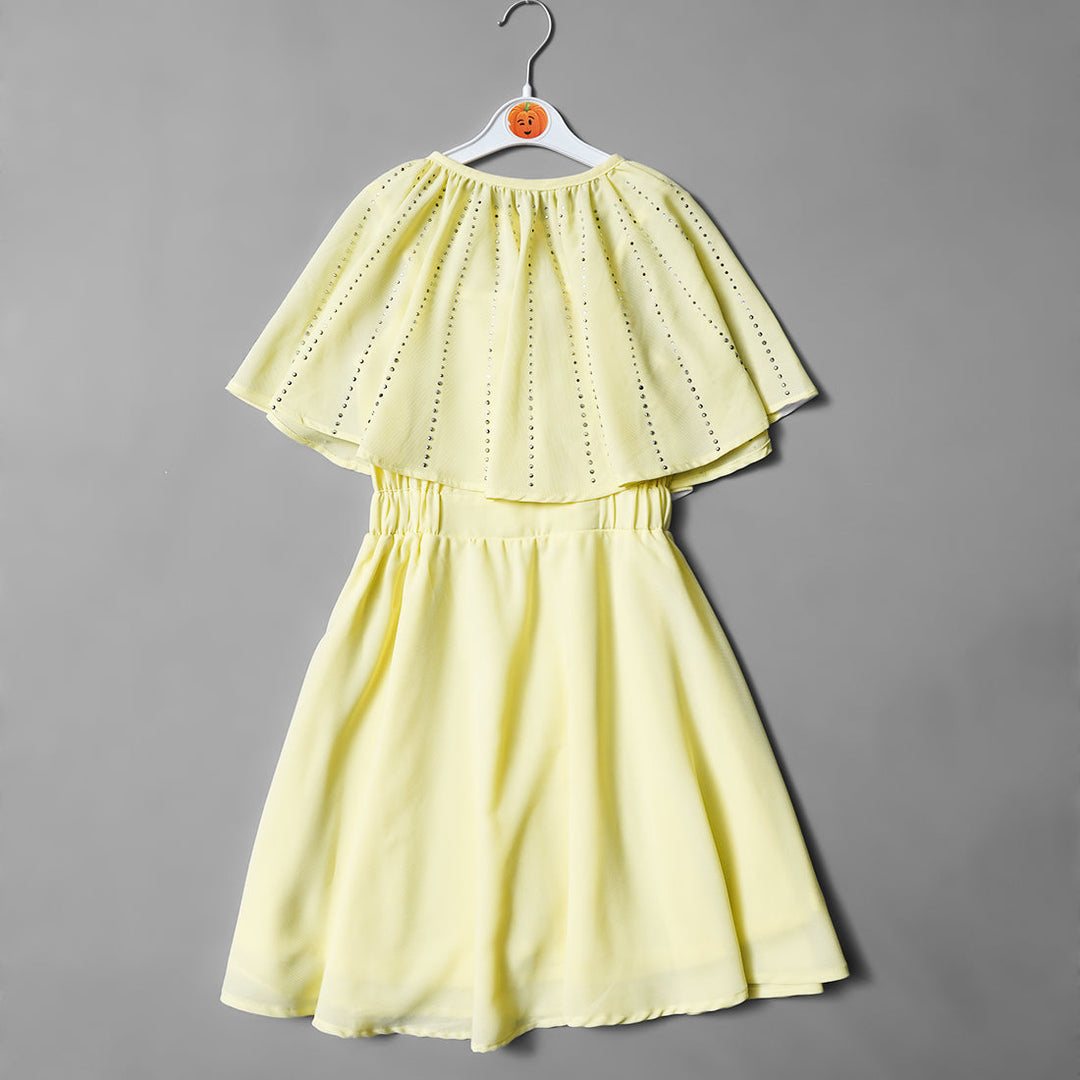Frill Layer Kids Frock in Pink and Yellow