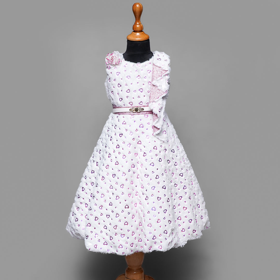  Long Fur Gown for Girls Front View