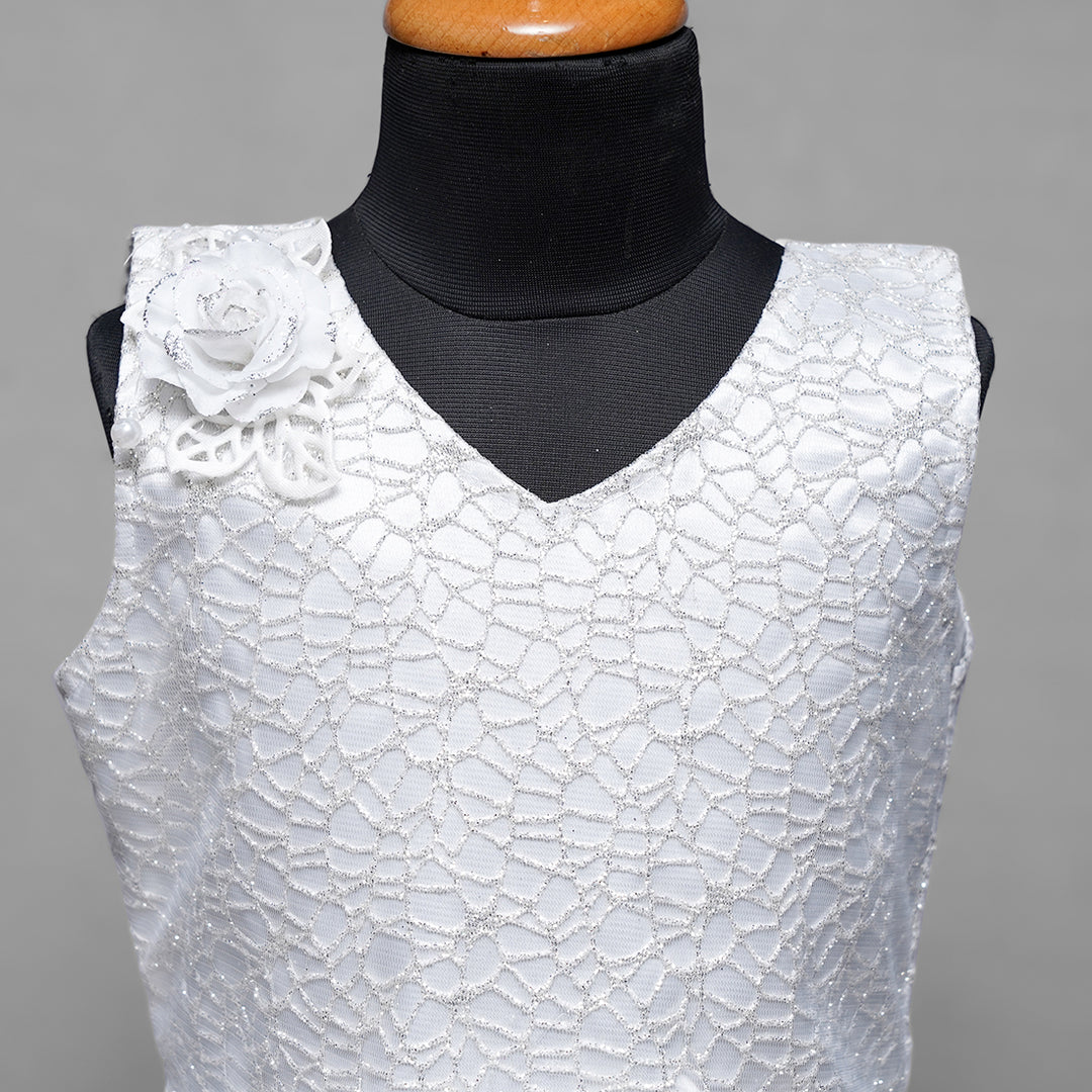 White Designer Girls Gown Close Up View