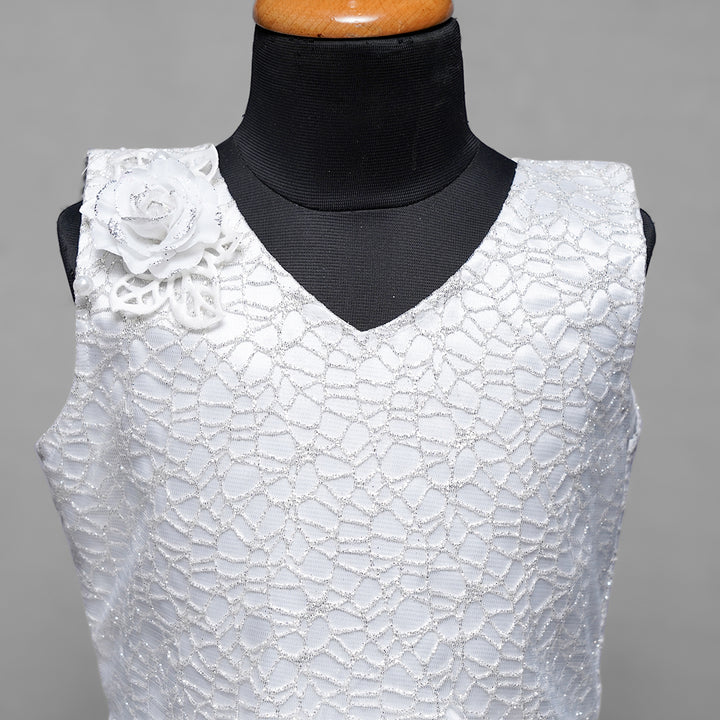 White Designer Girls Gown Close Up View