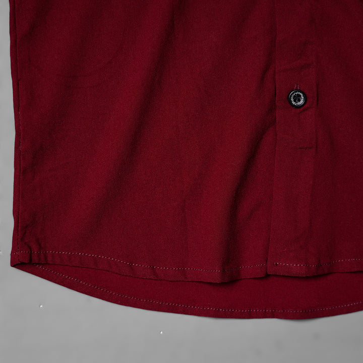 Maroon White Half Sleeve Shirts for Boys Close Up View 