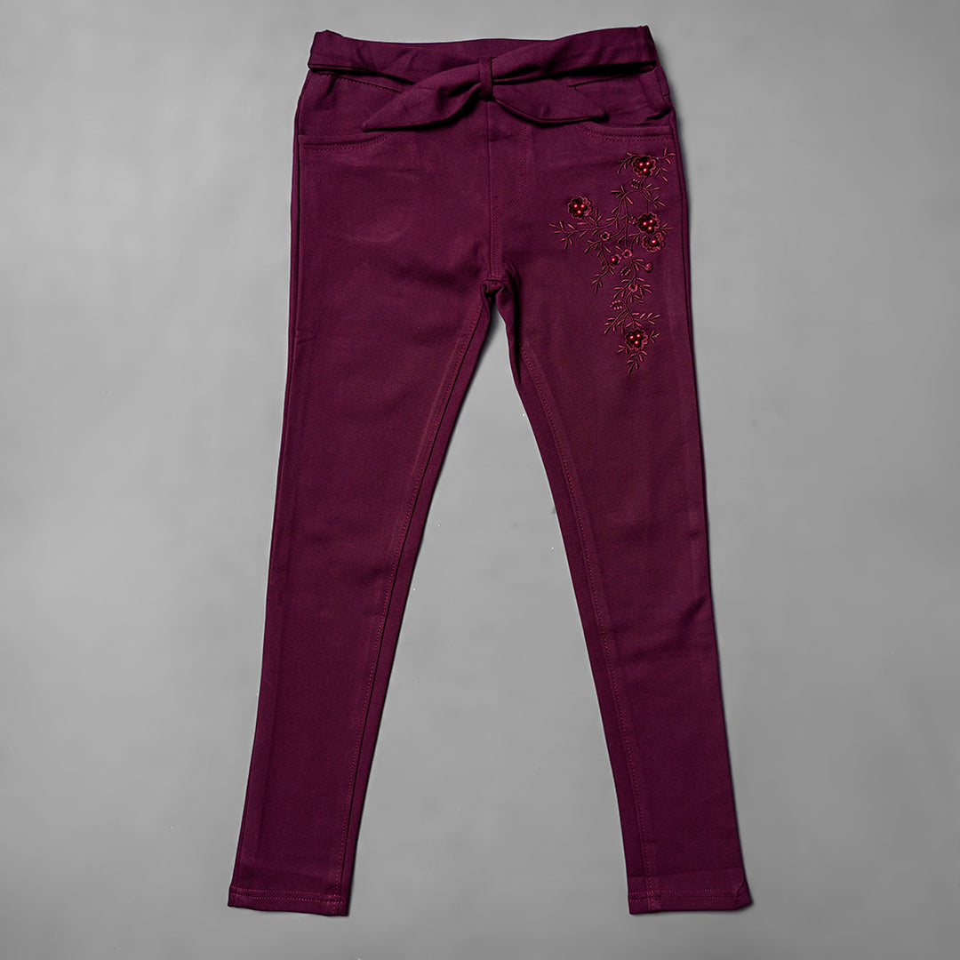 Jeggings for Girls with Classic Waistband Front View