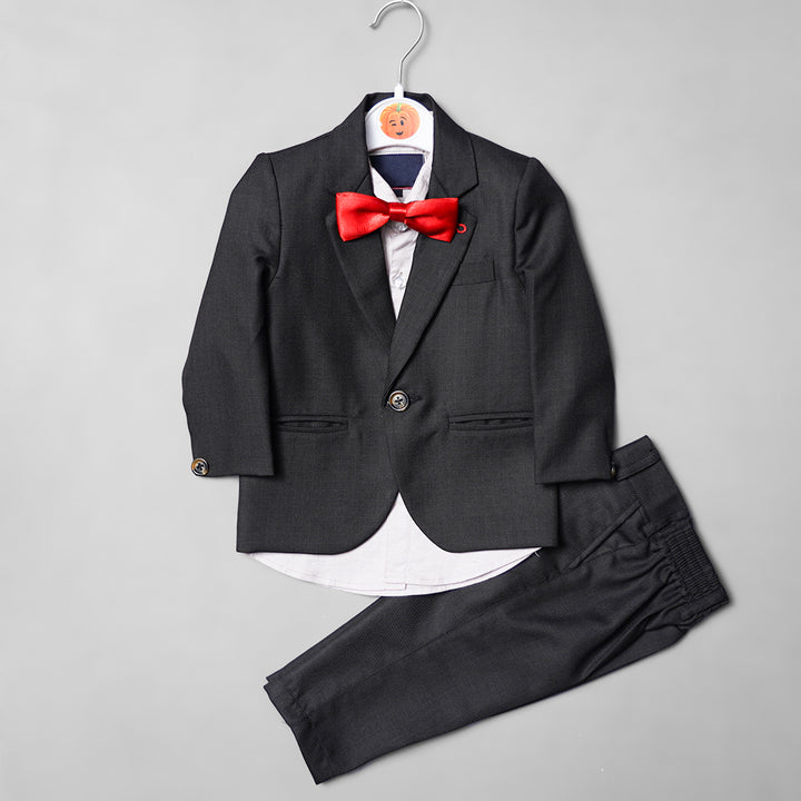 Dark Grey Party Wear Baby Boys Suit Front View