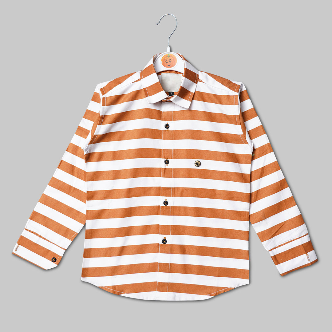Solid Red Lining Pattern Shirt for Boys Variant Front View