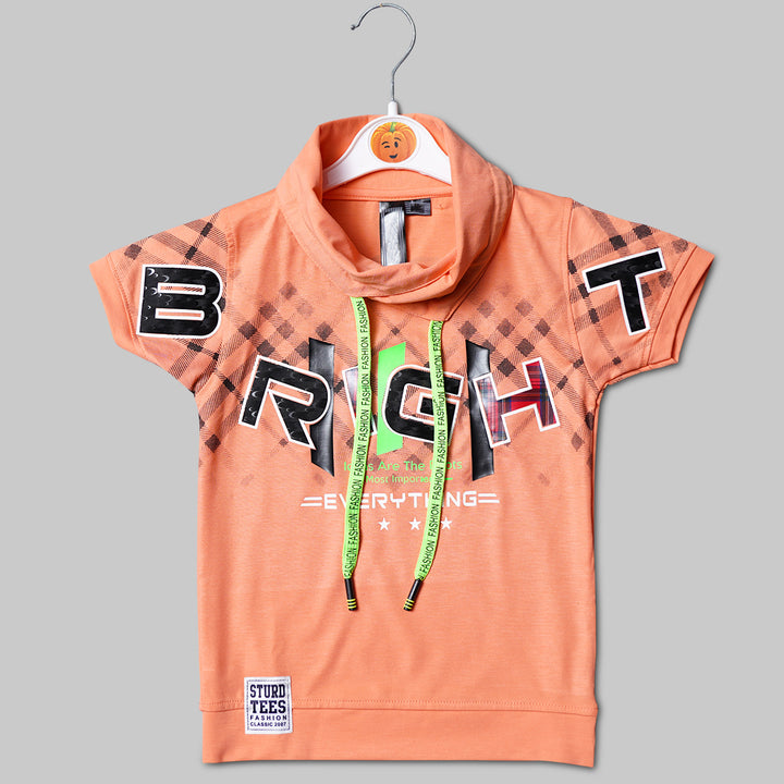 Printed Collar Neck T-shirts for Boys Front View