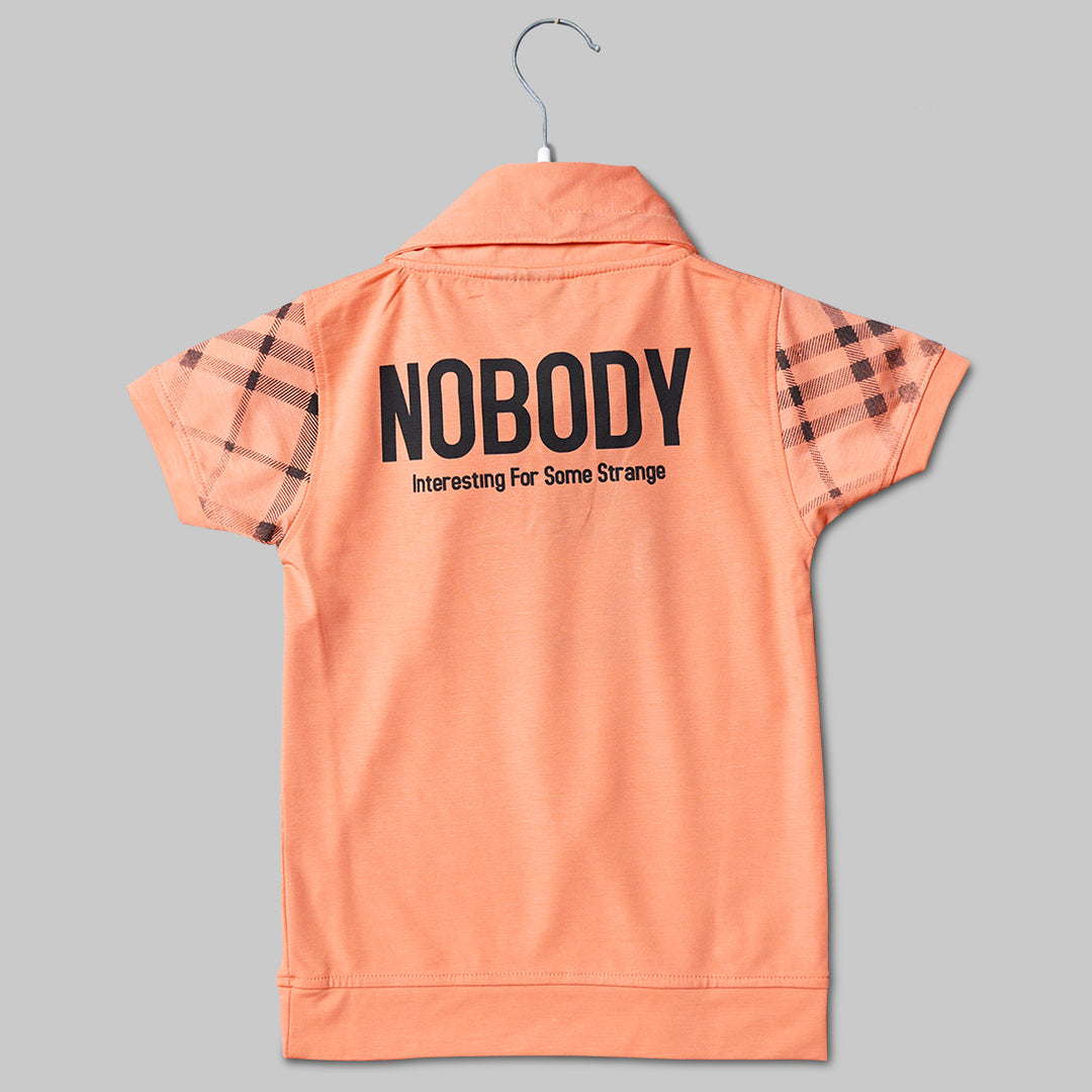 Printed Collar Neck T-shirts for Boys Back View