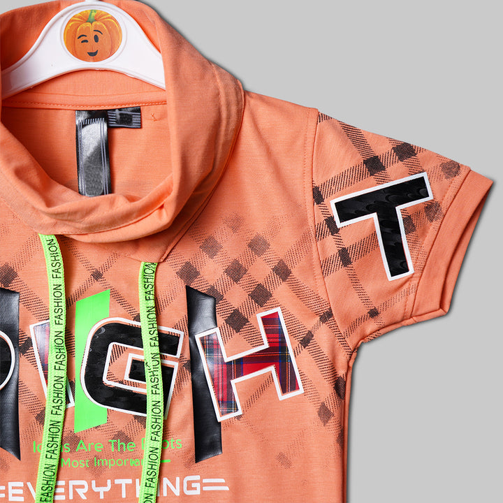 Printed Collar Neck T-shirts for Boys Close Up View