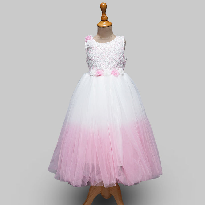 Pink & White Kids Gown Front View